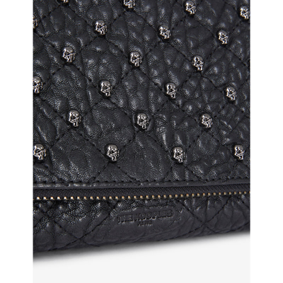 The Kooples Skull Stud Leather Shoulder Bag In Black