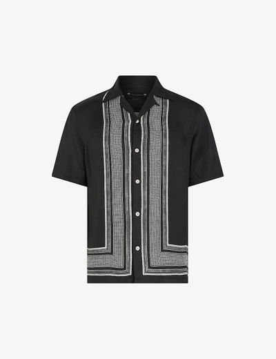 Shop Allsaints Men's Orizabo Graphic-print Short-sleeve Woven Shirt
