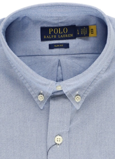 Shop Polo Ralph Lauren Light Blue Cotton Piquet Shirt In White