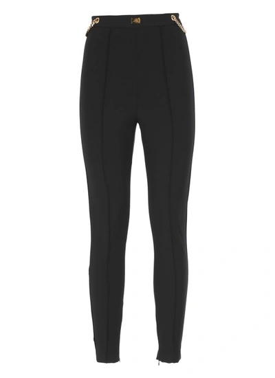 Shop Elisabetta Franchi High Waist Trousers With Logo In Black