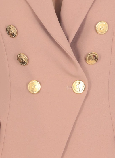Shop Elisabetta Franchi Crepe Double-breasted Jacket In Pink