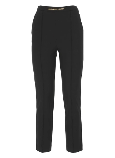 Shop Elisabetta Franchi Crepe Skinny Trousers In Black