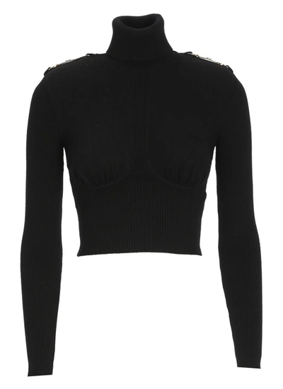Shop Elisabetta Franchi Knitted Turtleneck In Black