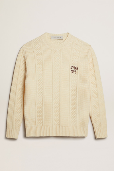 Shop Golden Goose Logo-embroidered Knitted Wool Jumper