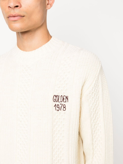 Shop Golden Goose Logo-embroidered Knitted Wool Jumper