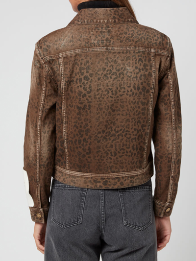 Shop Golden Goose Denim Jacket Leopard Brown