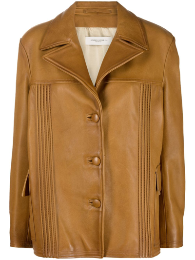 Shop Golden Goose Leather Boyfriend Fit Jacket