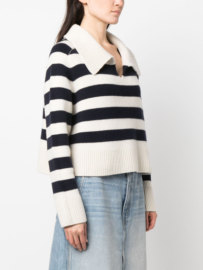 Shop Khaite Franklin Sweater Navy Stripe