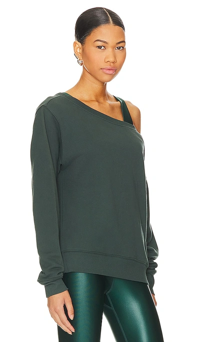 Spiritual Gangster Vida Off Shoulder Sweatshirt In Deep Forest