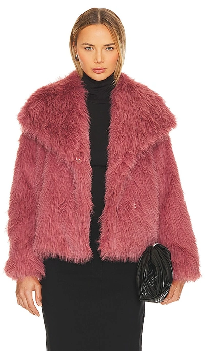 Shop Astr Lynx Faux Fur Coat In Mauve