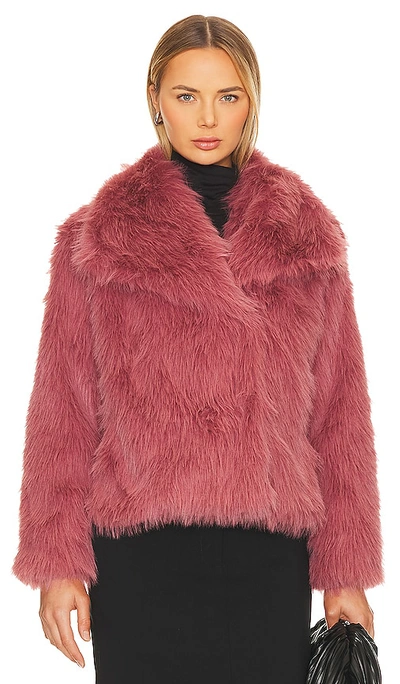 Shop Astr Lynx Faux Fur Coat In Mauve