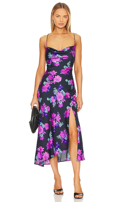 Shop Astr Gaia Dress In Purple Floral Multi
