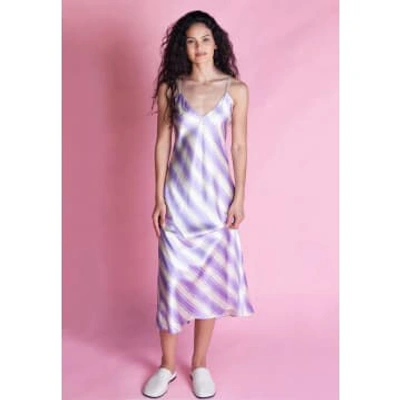 Shop Jessica Russell Flint Chloe Mid Slip Chemise In Lilac Stripe