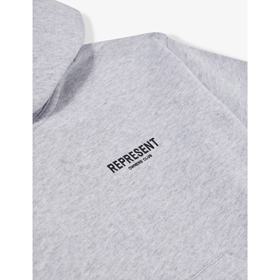 Represent Logo-print Cotton-jersey Hoody 1 - 4 Years In Ash Grey/black