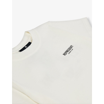 Represent Boys Flat White Kids Logo-print Cotton-jersey T-shirt 1 - 4 Years In Flat White