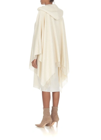 Shop Fabiana Filippi Virgin Wool Blend Cape In Neutrals