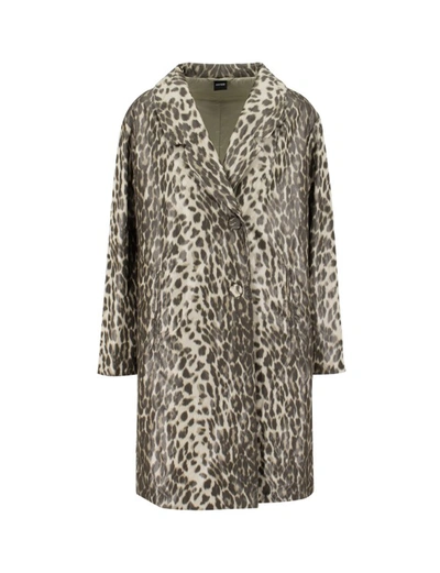 Shop Aspesi Leopard Print Coat In Grey