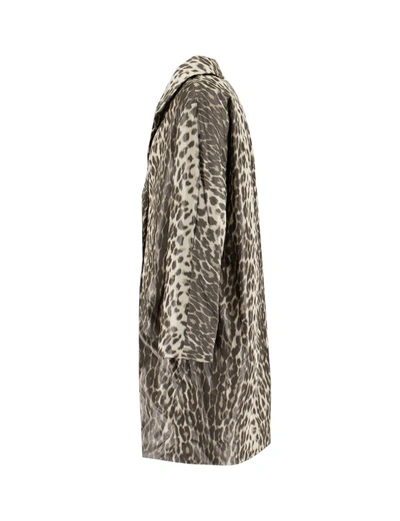 Shop Aspesi Leopard Print Coat In Grey