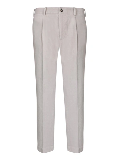 Shop Dell'oglio Cotton Blend Trousers In Grey