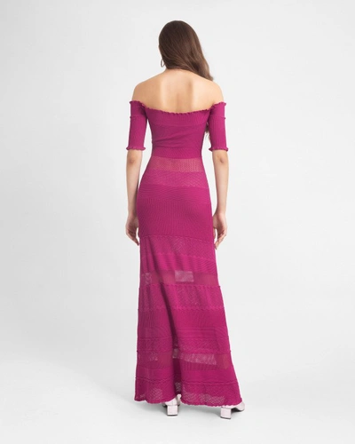 Shop Gemy Maalouf Straight Knit Fuchsia Dress - Long Dresses In Pink