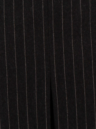 Shop Saint Laurent Pinstripe Wool Midi Skirt In Black