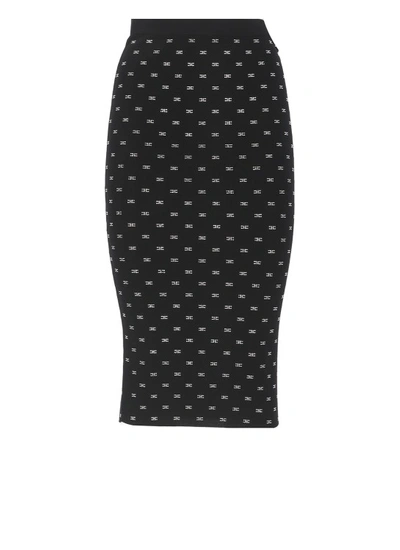 Shop Elisabetta Franchi Skirt With Monogram In Black