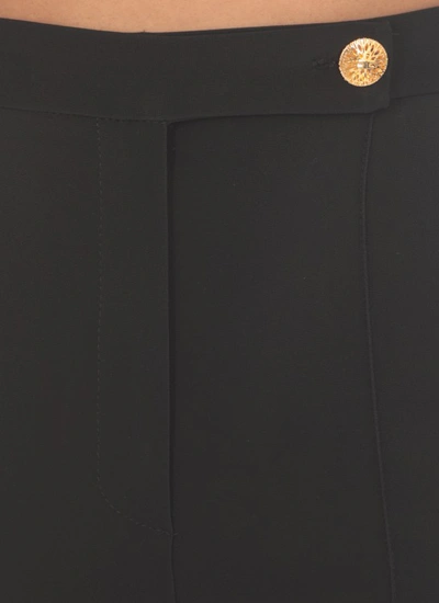 Shop Elisabetta Franchi Crepe Flared Trousers In Black