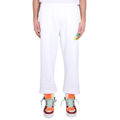 Off-white Off- Cotton Brush Arrow Sweatpants With Graphic Men's Print In White