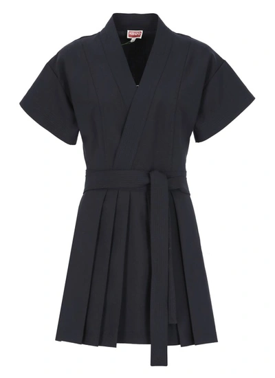 Shop Kenzo Wool Dress In Black