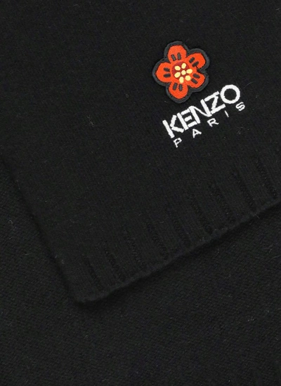 Shop Kenzo Boke Flower Wool Scarf In Black