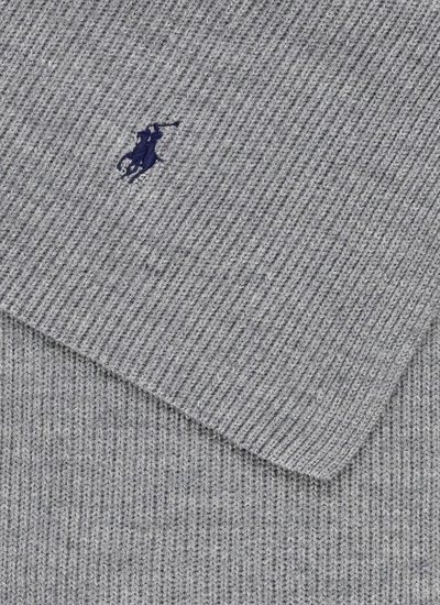 Shop Polo Ralph Lauren Wool Scarf In Grey