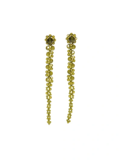 Shop Simone Rocha Khaki Crystal Flower Earrings In Not Applicable