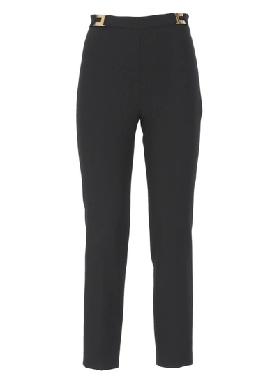 Shop Elisabetta Franchi Crepe Skinny Trousers In Black