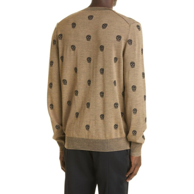 Shop Alexander Mcqueen Wool Skull Sweater In Brown