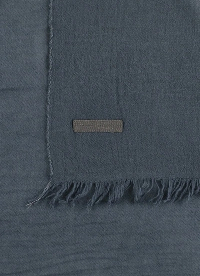 Shop Fabiana Filippi Virgin Wool And Silk Scarf In Grey