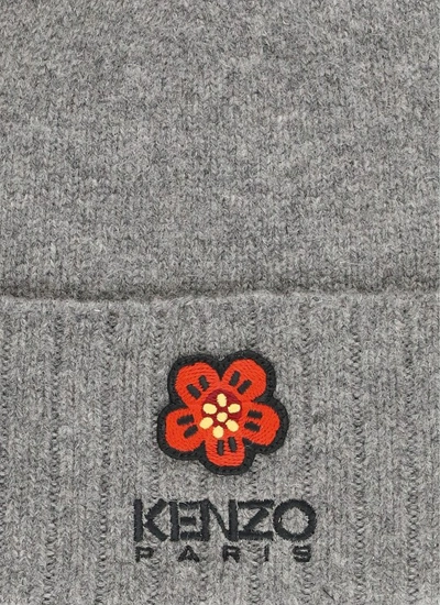 Shop Kenzo Flower Beanie In Grey