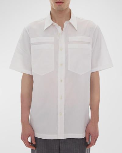 Shop Helmut Lang Men's Utility Button-down Shirt In Optic Wht