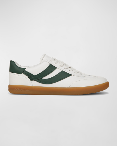 Shop Vince Oasis Bicolor Leather Retro Sneakers In Chalk White And P