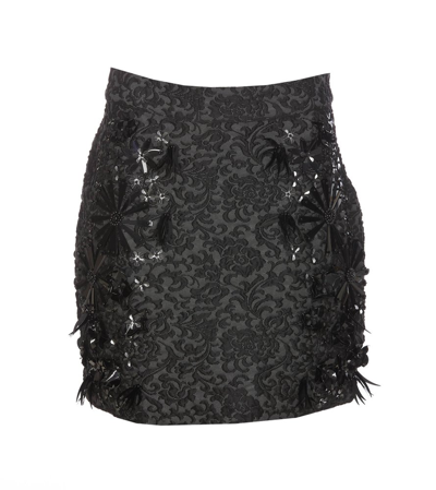 Shop Essentiel Antwerp Eclipse Flora Jacquard High Waist Mini Skirt In Black