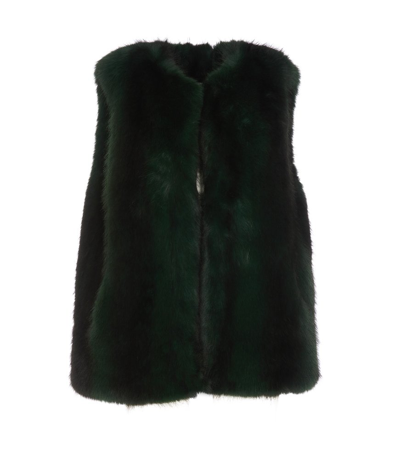 Shop Essentiel Antwerp Faux Fur Sleeveless Vest In Green