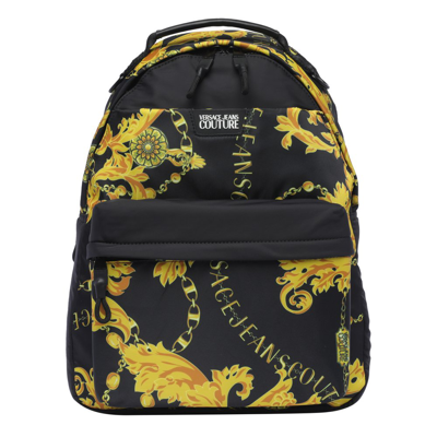 Shop Versace Jeans Couture Barocco Printed Backpack In Black