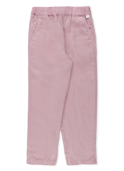 Shop Il Gufo Logo Tag Elasticated Waistband Trousers In Pink