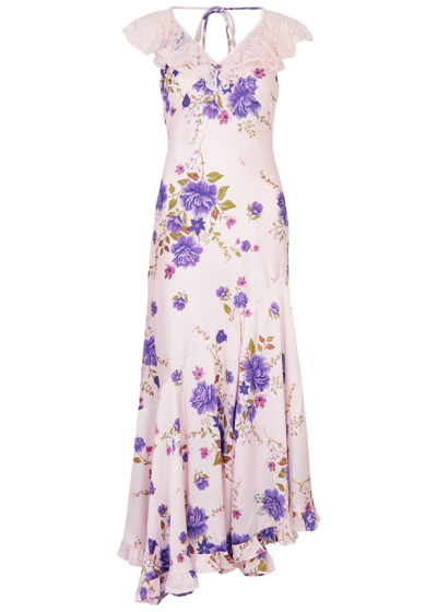Shop Free People Warm Hearts Floral-print Satin Dress In Ivory