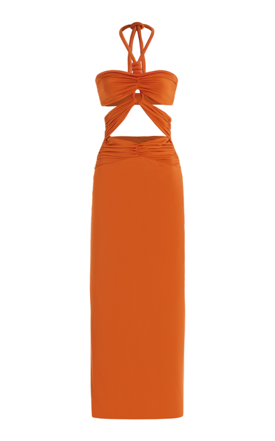 Shop Maygel Coronel Migramah Twisted Cutout Maxi Dress In Orange