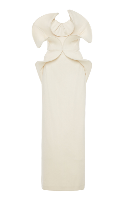 Shop Del Core Lily Sculpted Maxi Dress In Ivory