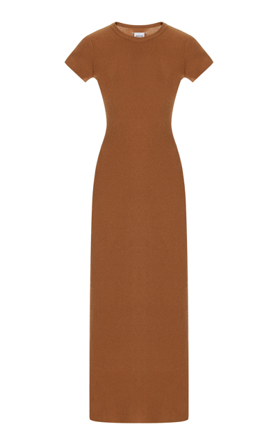 Shop Aexae Cashmere T-shirt Midi Dress In Brown