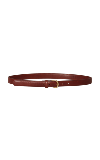 Shop Janessa Leone Slim Leather Belt In Brown