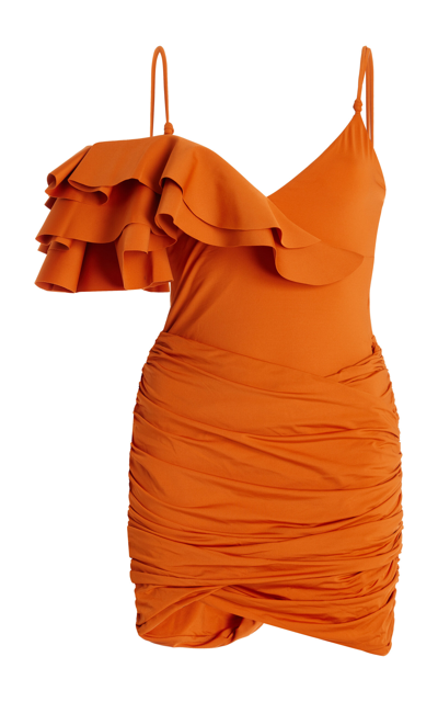 Shop Maygel Coronel Borromeo Ruffled Mini Dress In Orange