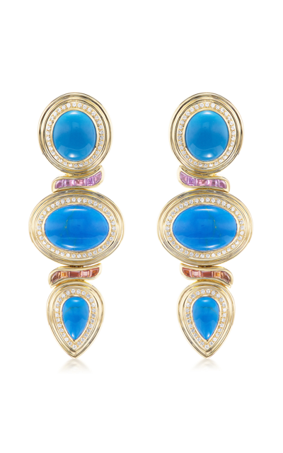 Shop Sorellina Amalfi Azzurro 18k Yellow Gold Ceruleite; Sapphire Earrings In Blue