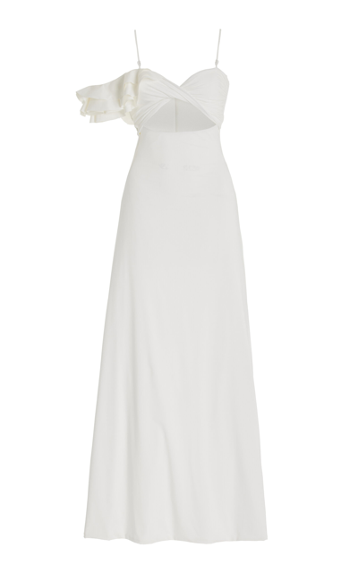Shop Maygel Coronel Cavalieri Ruffled Cutout Maxi Dress In White